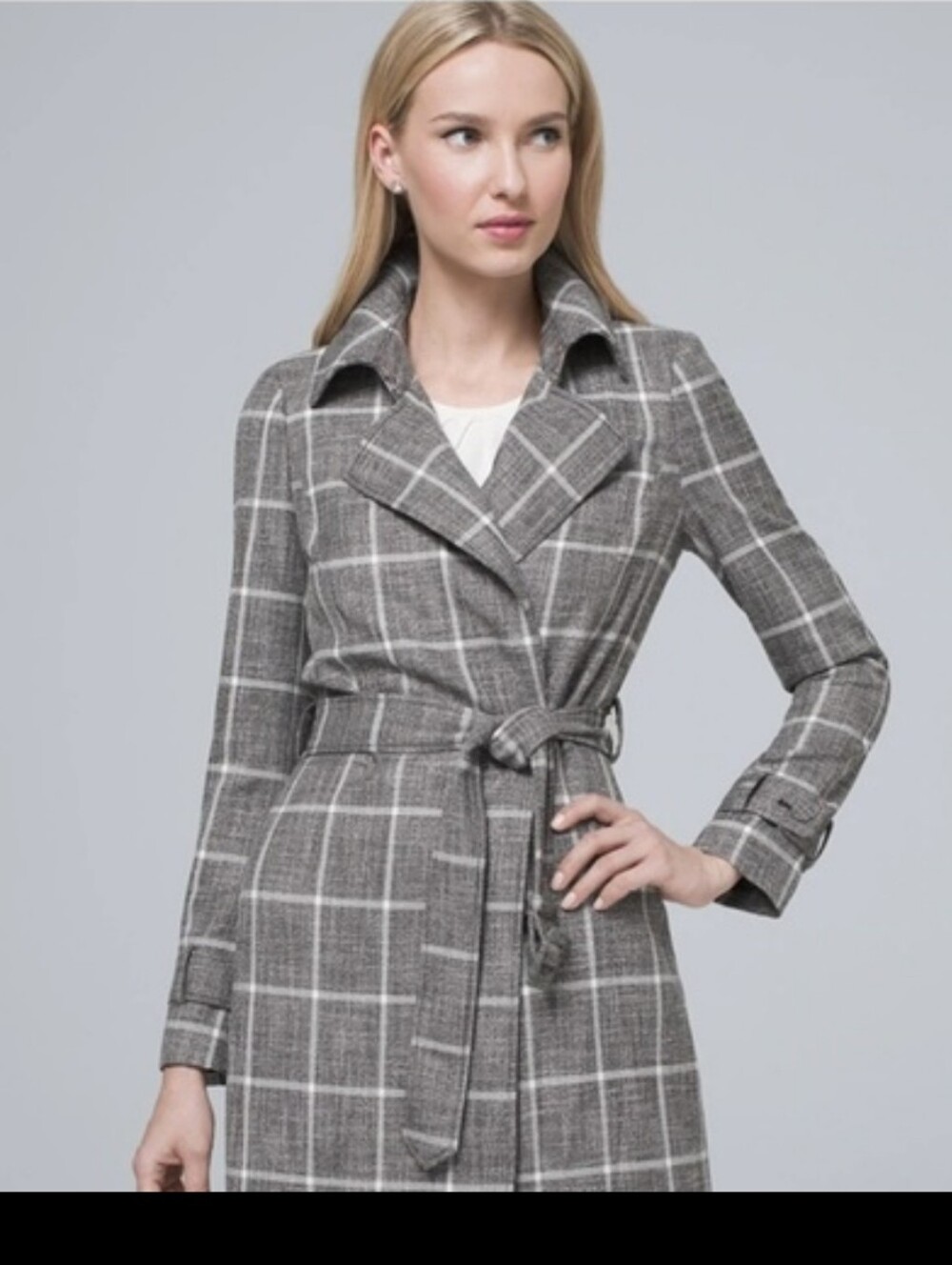 WHBM Plaid Trench Coat - S